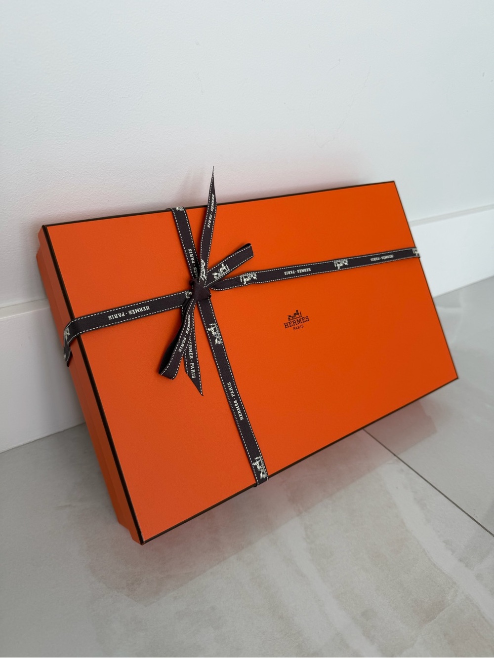 Iconic Hermes Gift Box with Logo Ribbon